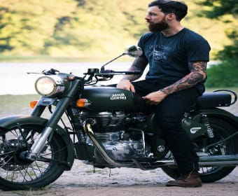cook biker has a clean
t-shirt in the saddle bag